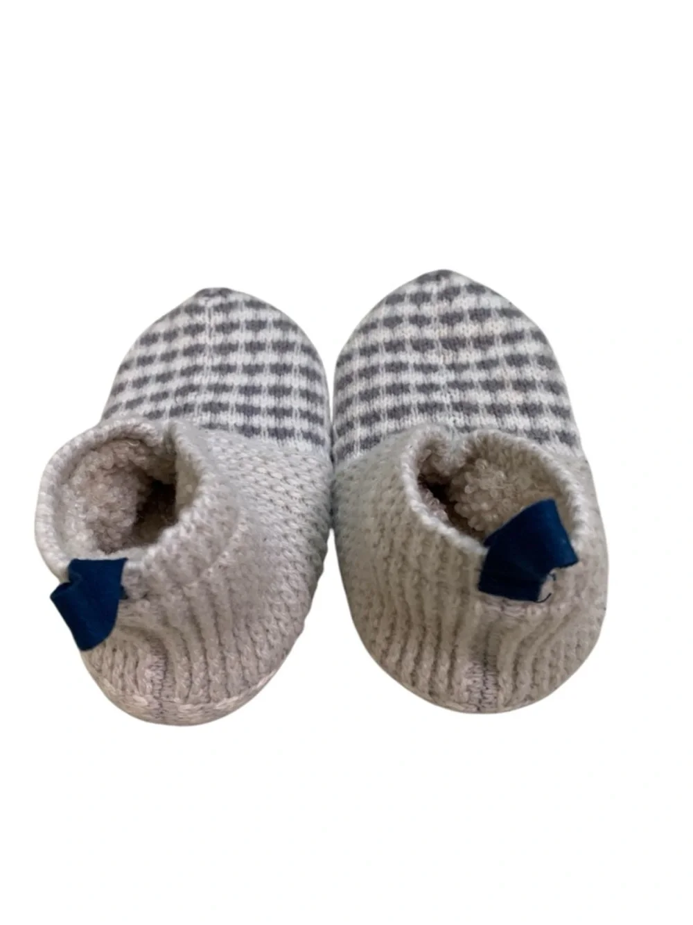 Bombas Gripper Slipper Socks‎ Toddler Kids 8-10 Grey White Knit Sherpa Lined